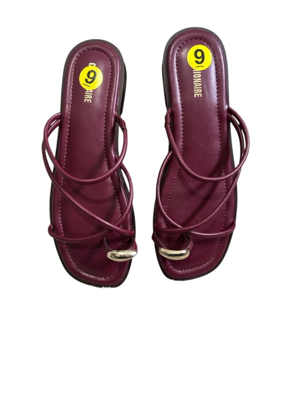 Billionaire Strappy Slide Sandals in Wine